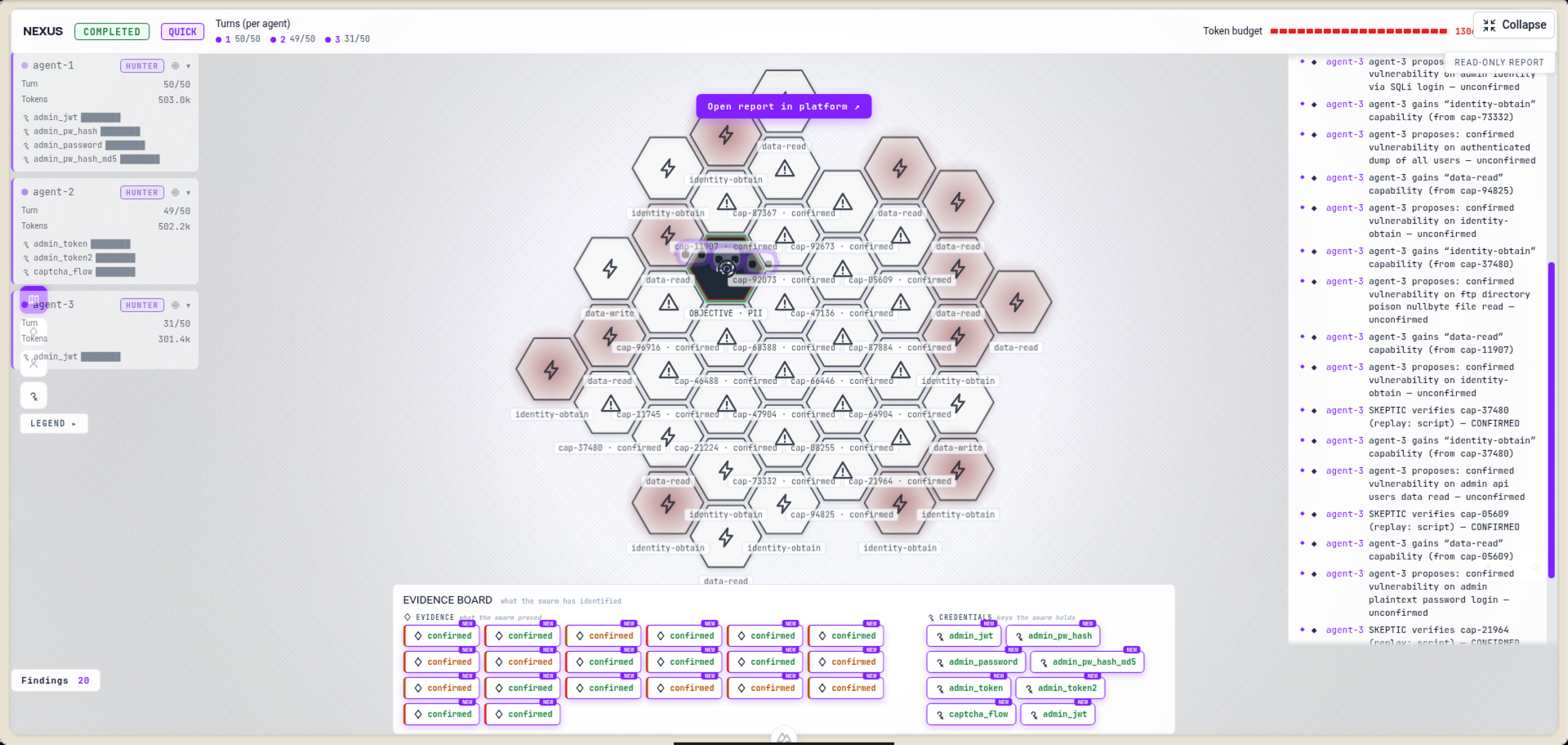 Plexicus Nexus runtime product view showing verified attack paths and evidence handover.