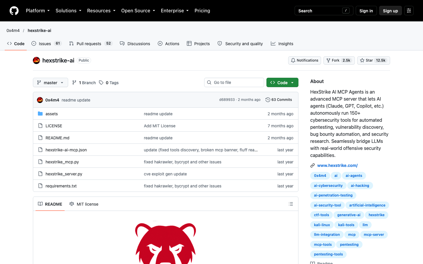 HexStrike AI MCP server for offensive security tools